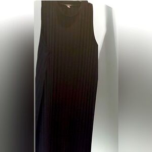Eileen Fisher sleeveless sheath dress . Black w/ black stripping XL